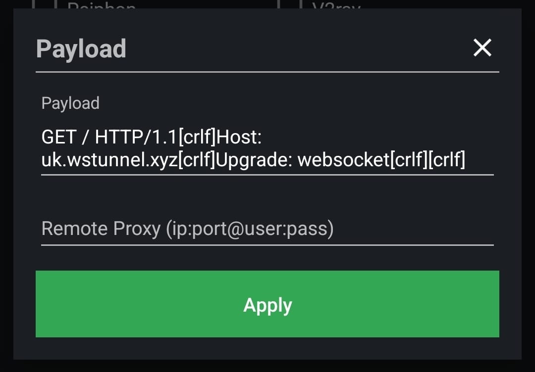 Payload Configuration Example