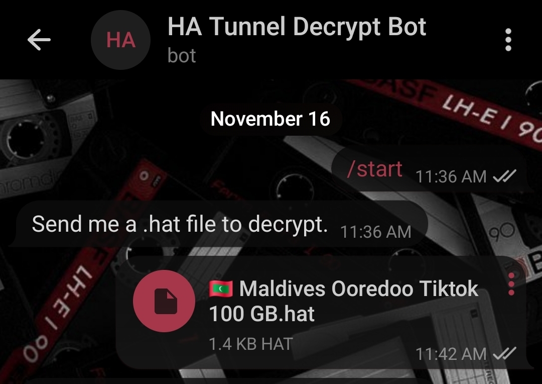 Uploading a HAT file to the bot