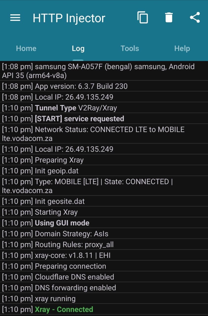 HTTP Injector Start Tunnel